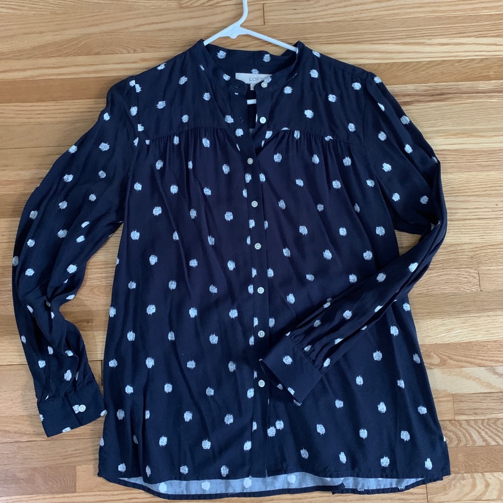 Loft Button-Down Polka Dot Shirt